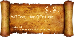 Váray Honóriusz névjegykártya